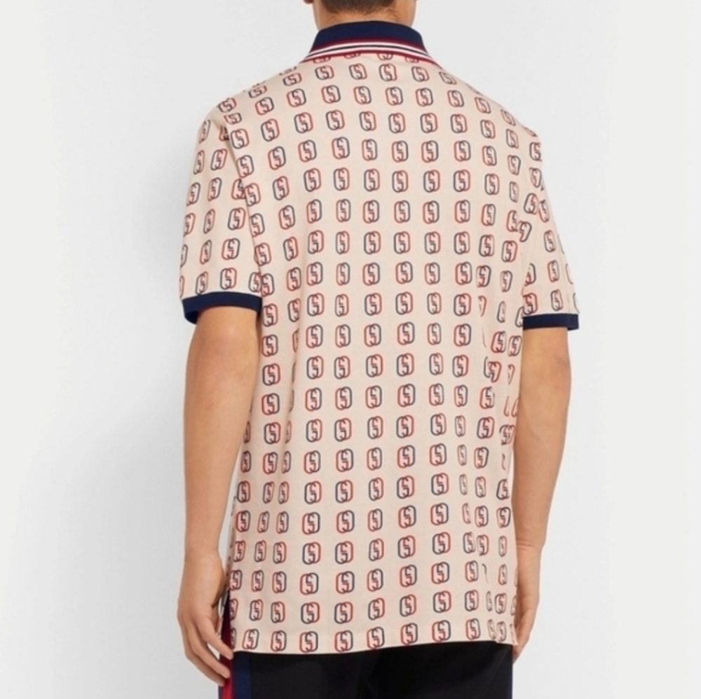 Gucci Logo Print Cotton Pique Polo Shirt - Picture 3 of 9